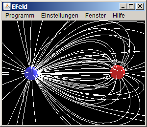 Screenshot des Programms EFeld (Feldlinien)