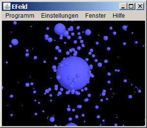 Screenshot des Programms EFeld (Elektronen-emittierende Punktladung)